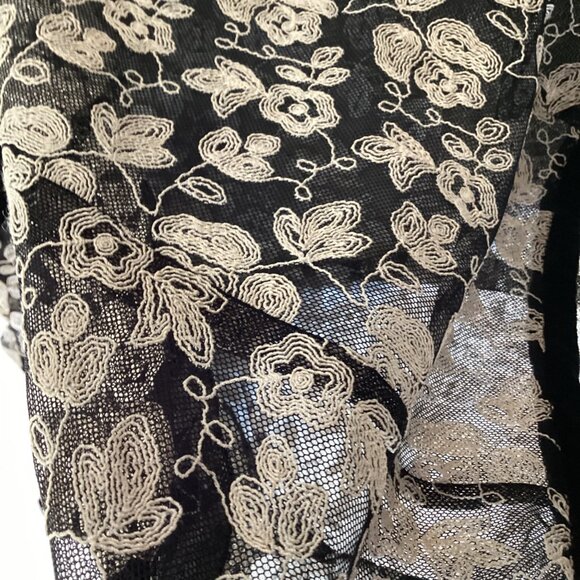 Talbots Womens Sheer Floral Embroidered Jacket Size 12 Black & White Nylon/Rayon - Picture 14 of 15
